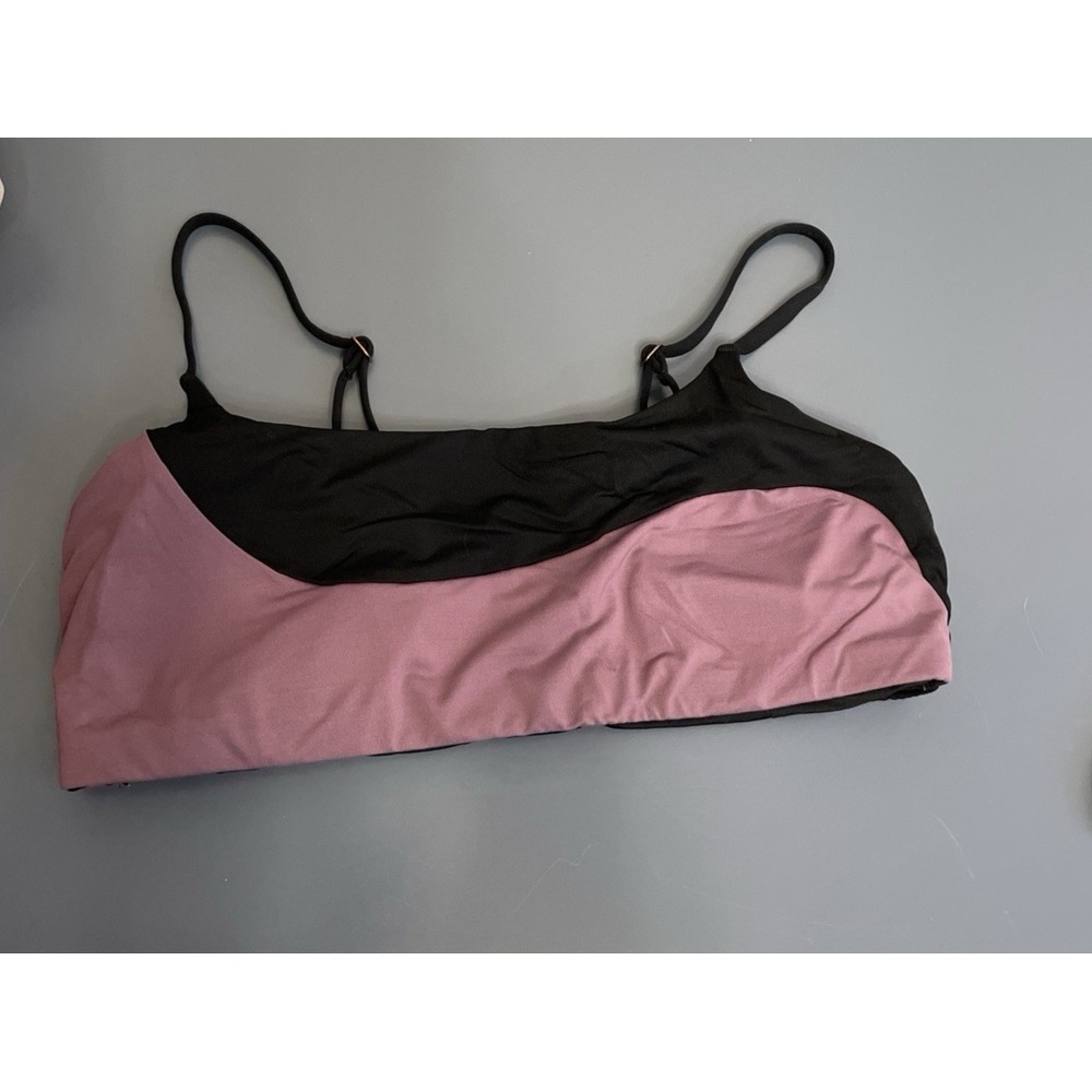 Athleta Swim Women Bikini Top Sports Bra Women Large Black Purple Wireless